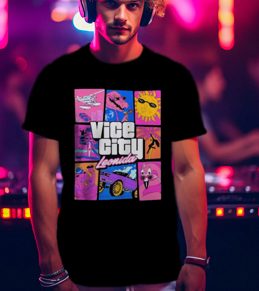 Vice City Leonida Sun Shades Crocodile Pink Car T-Shirt