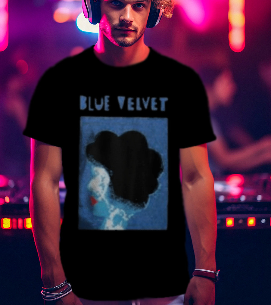 Blue Velvet Afro Silhouette Red Lips T-Shirt