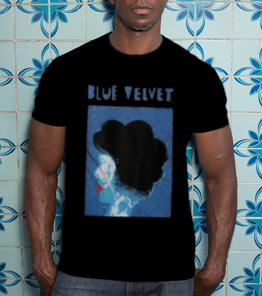 Blue Velvet Afro Silhouette Red Lips T-Shirt