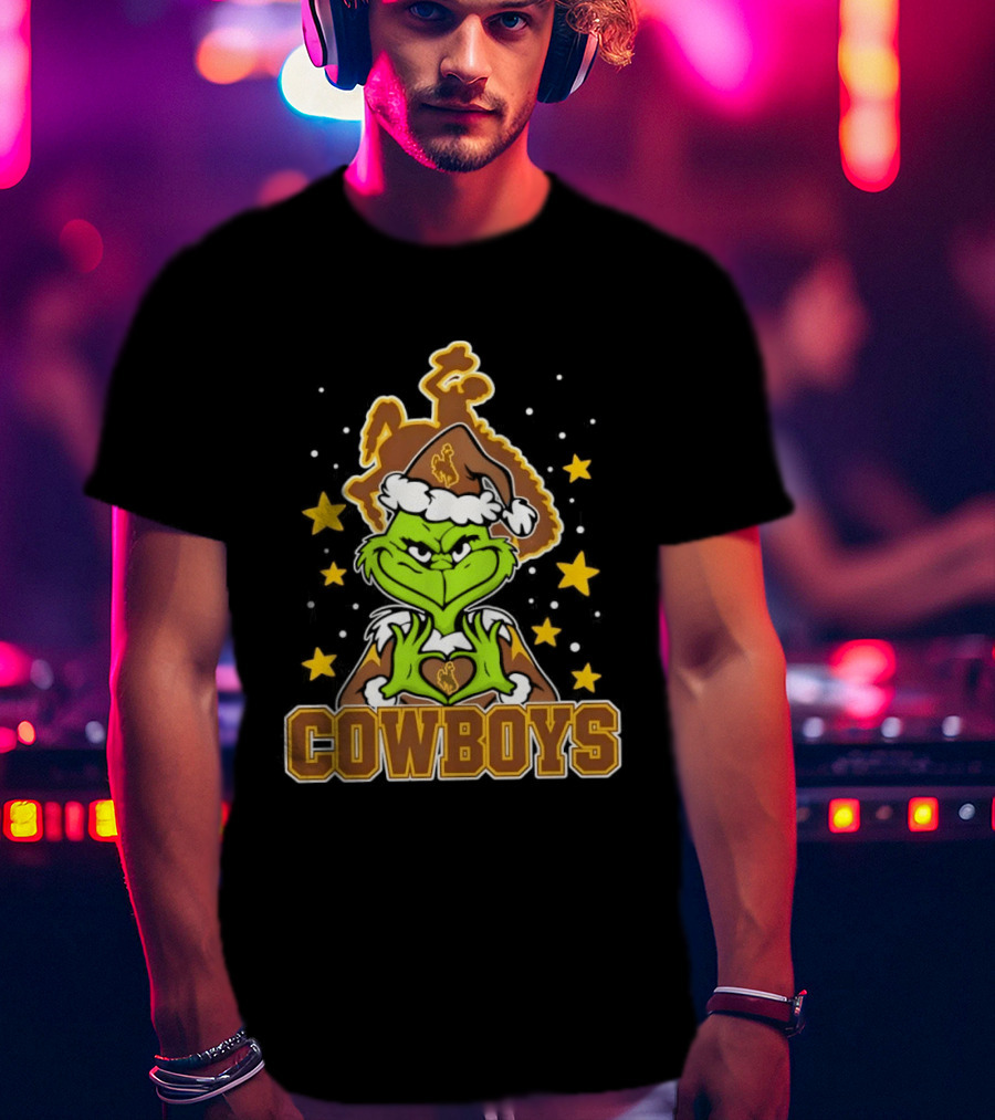 Grinch Cowboys Christmas Wyoming College Football T-Shirt