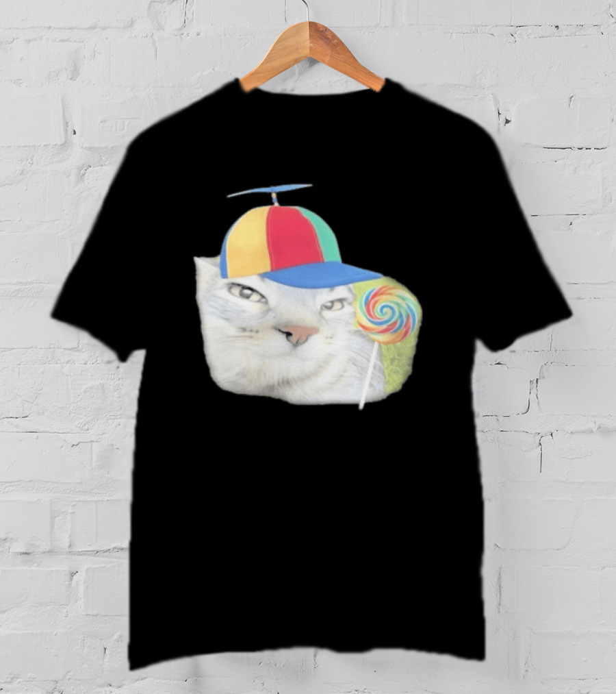 Silly Kitty Cat Candy Rainbow Cap Lollipop T-Shirt