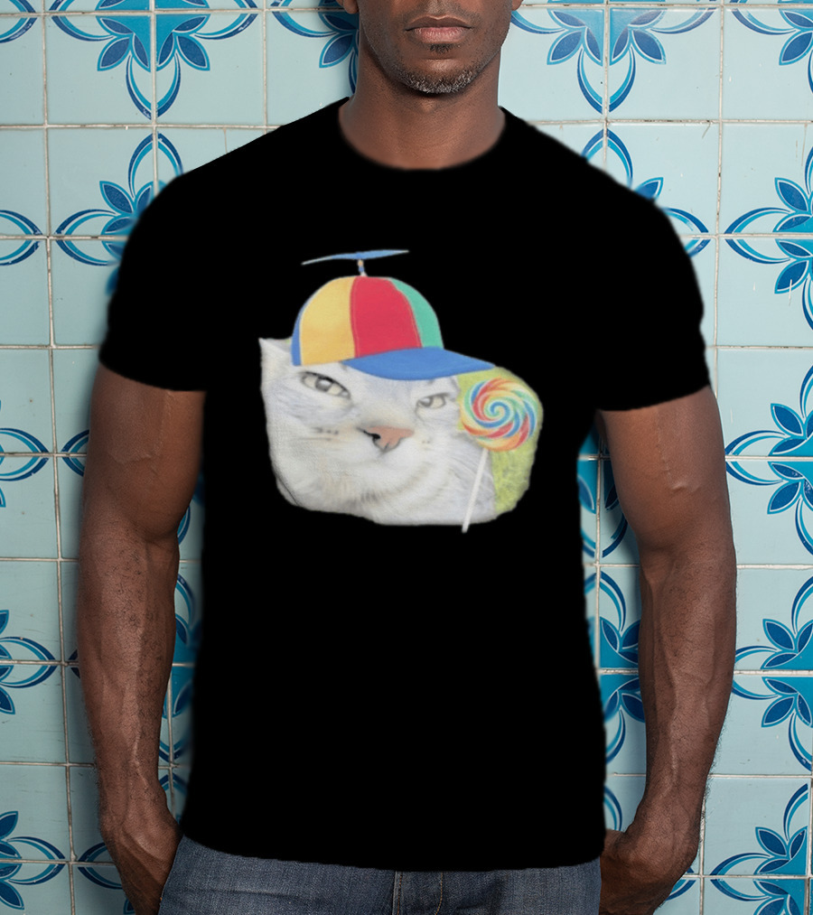 Silly Kitty Cat Candy Rainbow Cap Lollipop T-Shirt