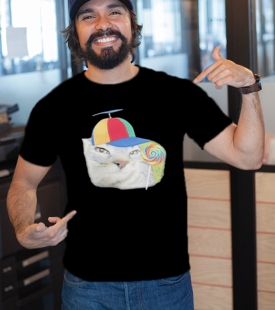 Silly Kitty Cat Candy Rainbow Cap Lollipop T-Shirt