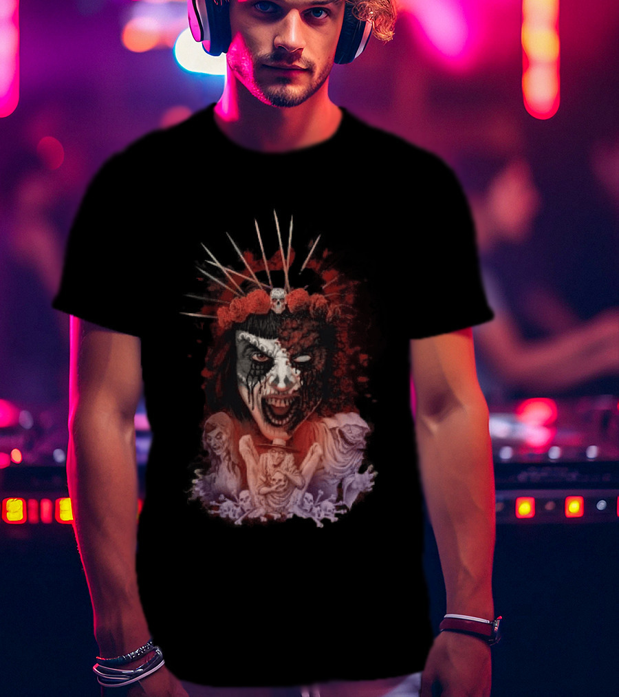 Universal Halloween Horror Nights 2026 Masked Horror Queen And Ghoulish Figures T-Shirt