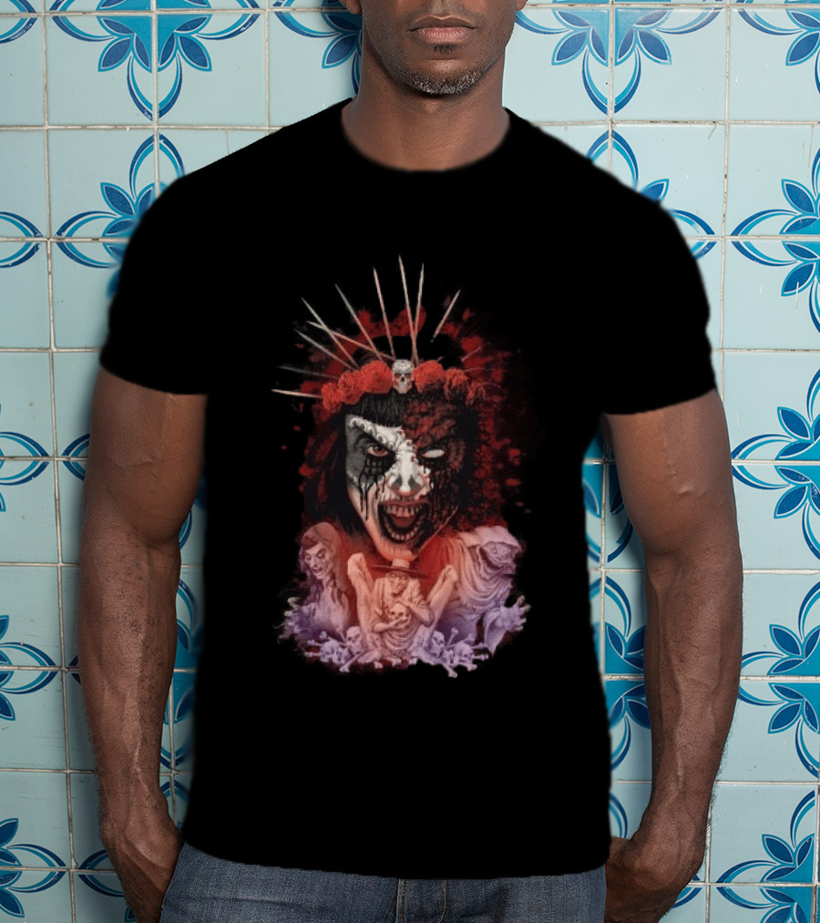 Universal Halloween Horror Nights 2026 Masked Horror Queen And Ghoulish Figures T-Shirt