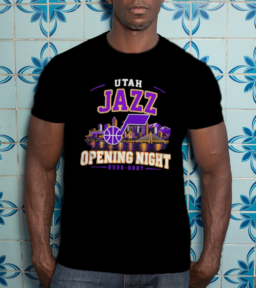 Utah Jazz NBA Opening Night 2026 2027 Skyline T-Shirt