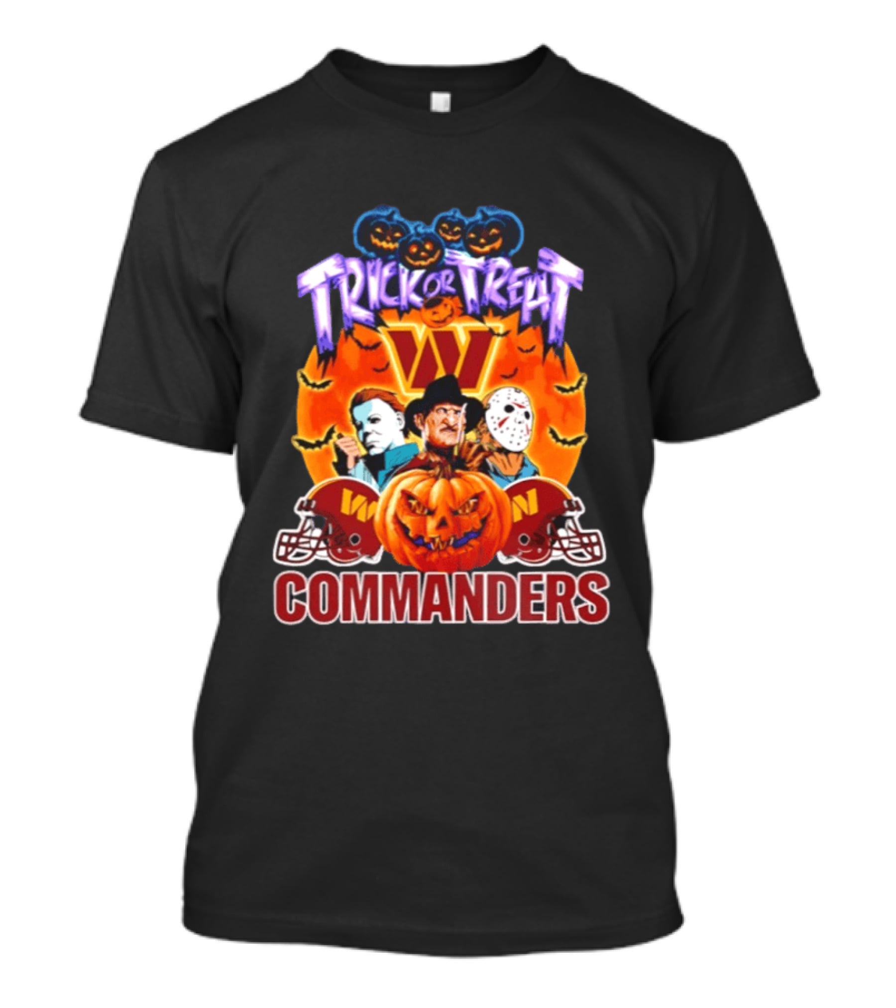 Washington Commanders Trick Or Treat Halloween 2026 Horror Characters T-Shirt