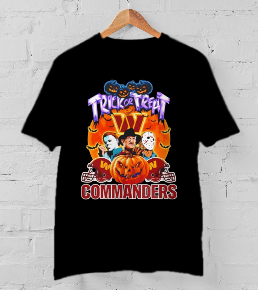 Washington Commanders Trick Or Treat Halloween 2026 Horror Characters T-Shirt