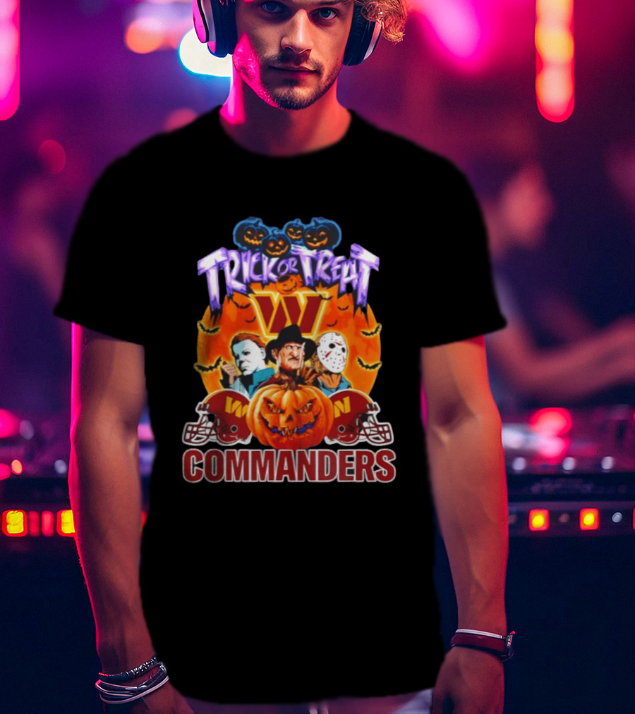 Washington Commanders Trick Or Treat Halloween 2026 Horror Characters T-Shirt