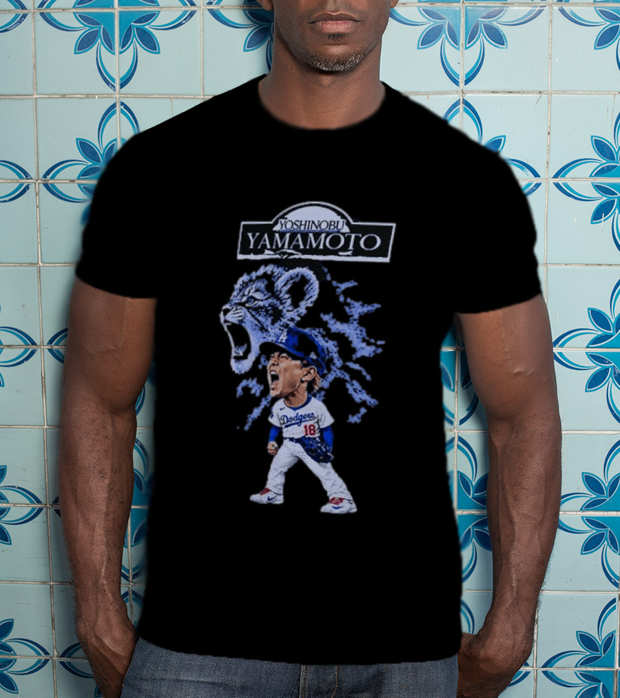 Yoshinobu Yamamoto Baby Lion Los Angeles Dodgers Number 18 T-Shirt