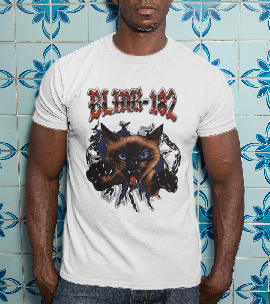 Blink 182 Cheshire Cat Angry Siamese Chain Breakout T-Shirt