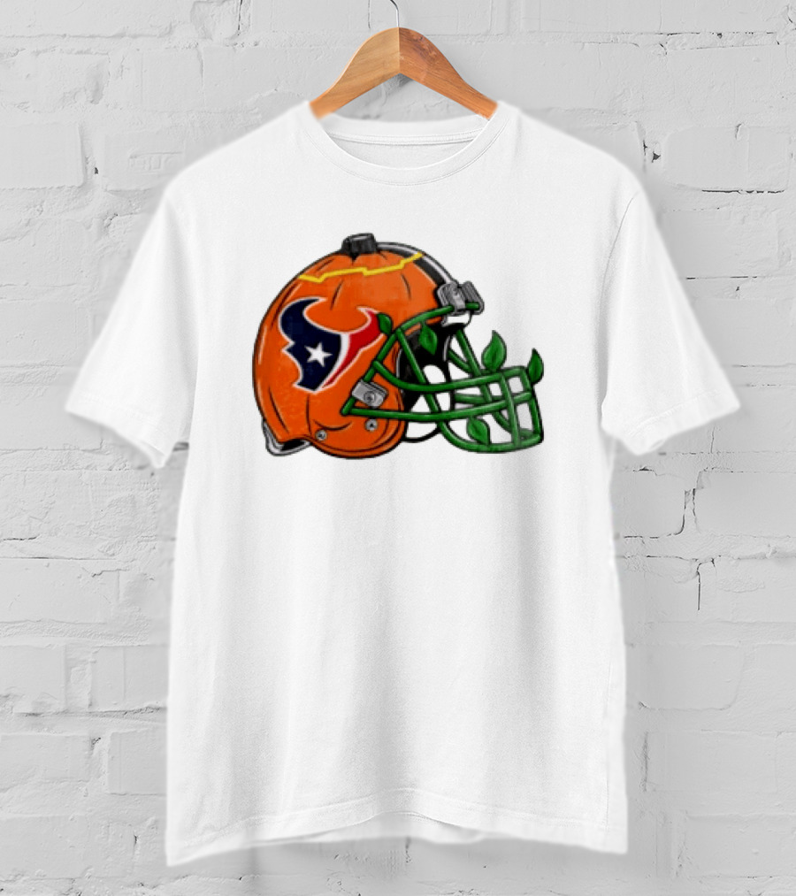 Houston Texans Pumpkin Helmet Halloween Football Fan T-Shirt