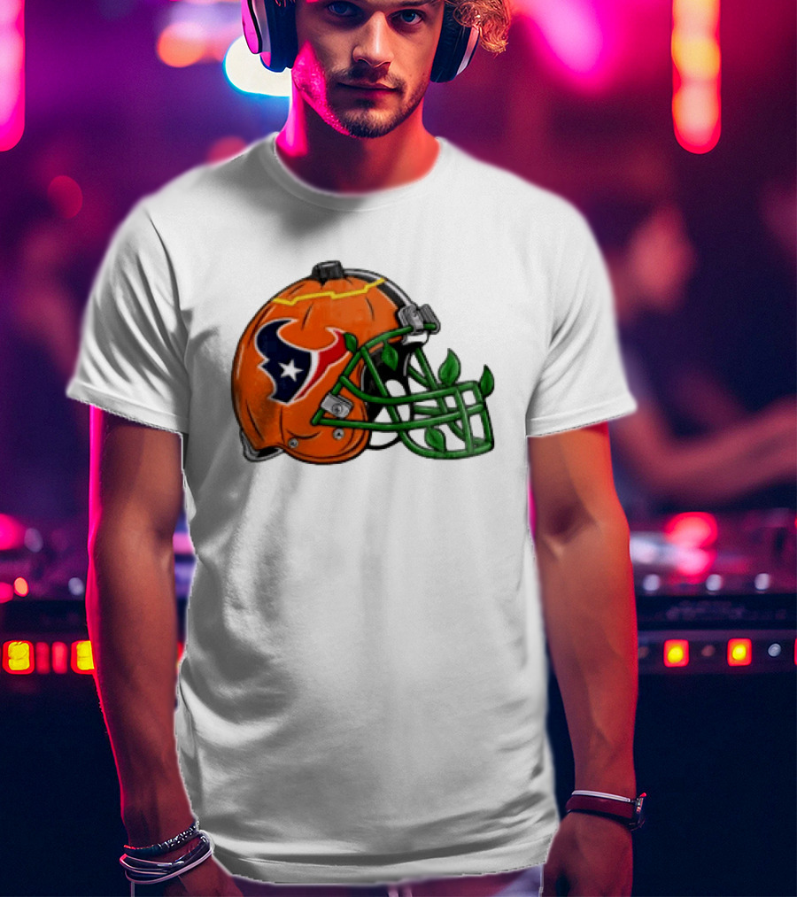 Houston Texans Pumpkin Helmet Halloween Football Fan T-Shirt