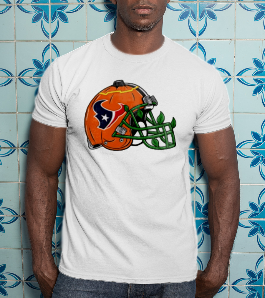 Houston Texans Pumpkin Helmet Halloween Football Fan T-Shirt