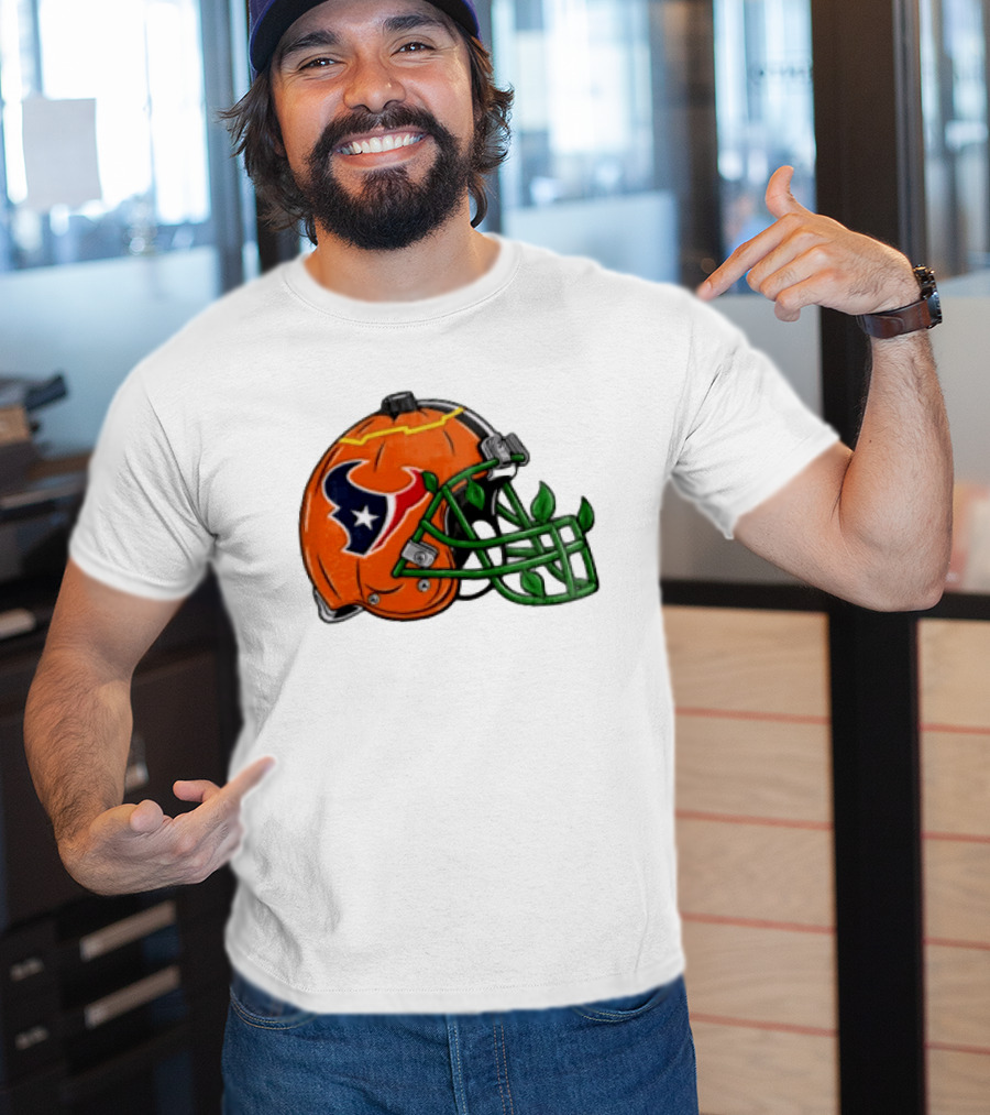 Houston Texans Pumpkin Helmet Halloween Football Fan T-Shirt