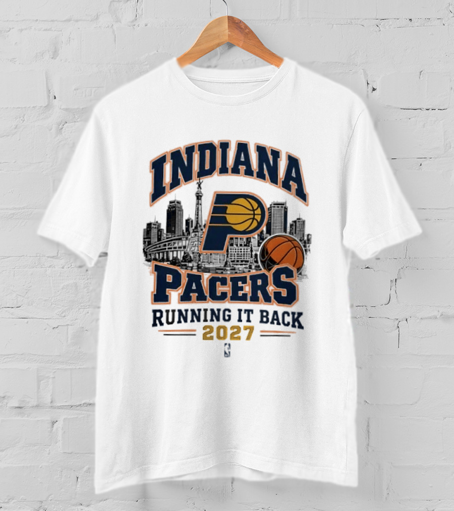 Indiana Pacers Running It Back 2027 NBA Basketball Skyline T-Shirt