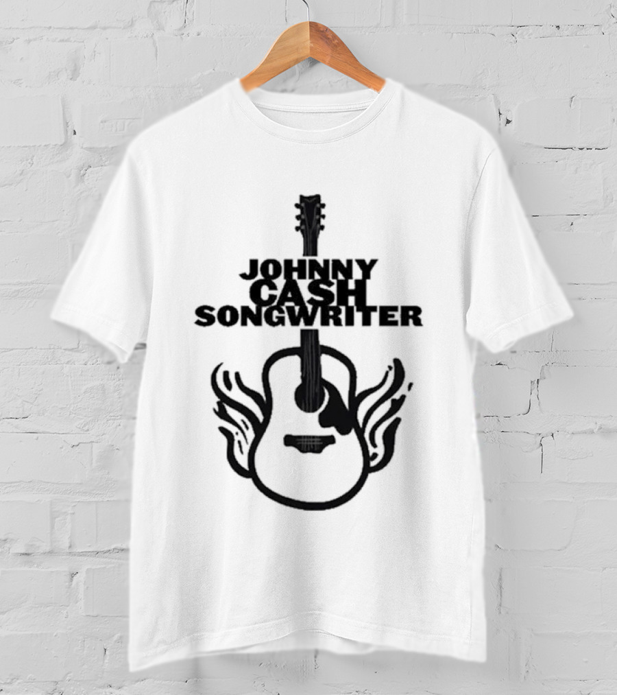 Johnny Cash Songwriter Flaming Guitar T-Shirt
