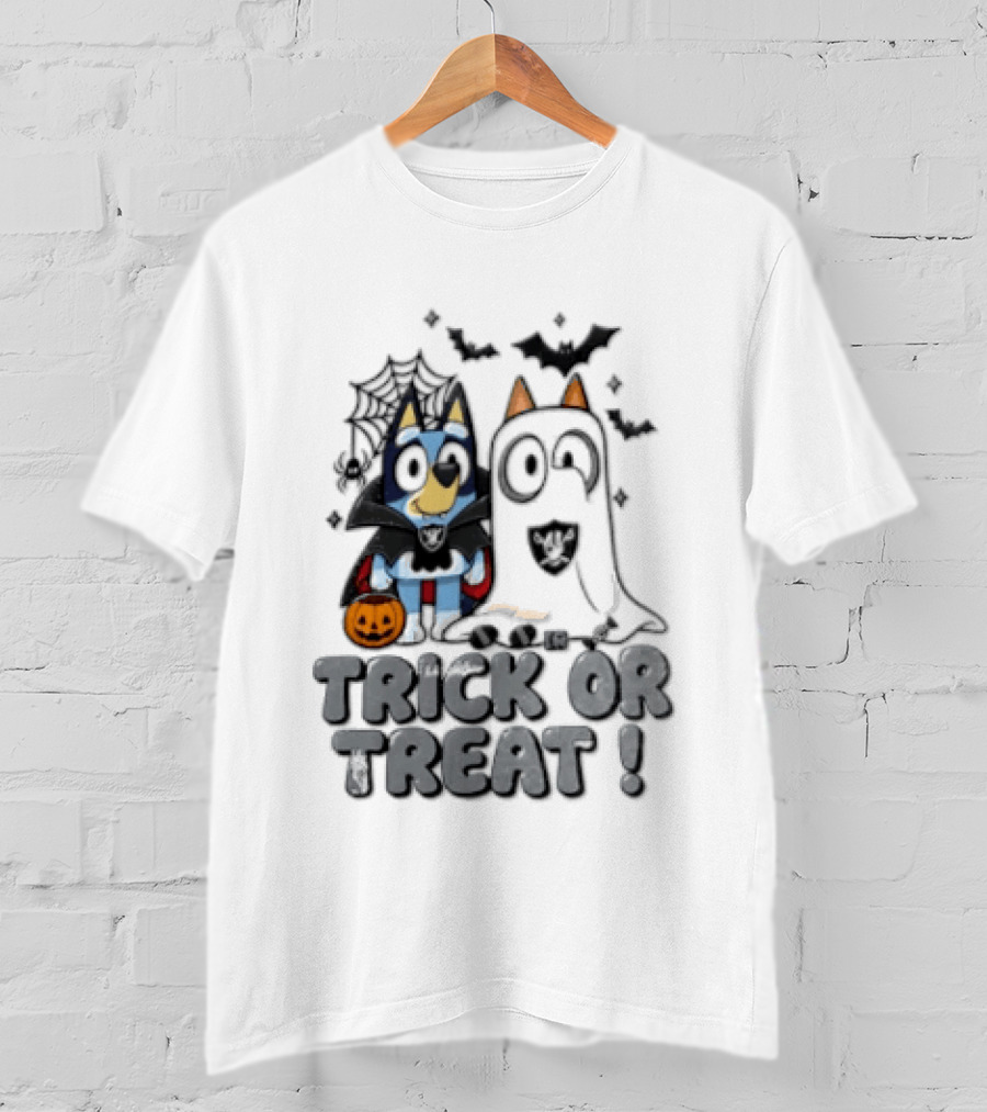 Las Vegas Raiders Bluey Trick Or Treat Halloween Costume Party T-Shirt