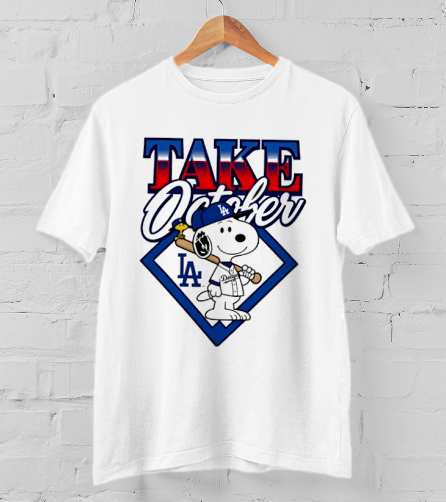 Los Angeles Dodgers Take October Snoopy Baseball Collaboration T-Shirt