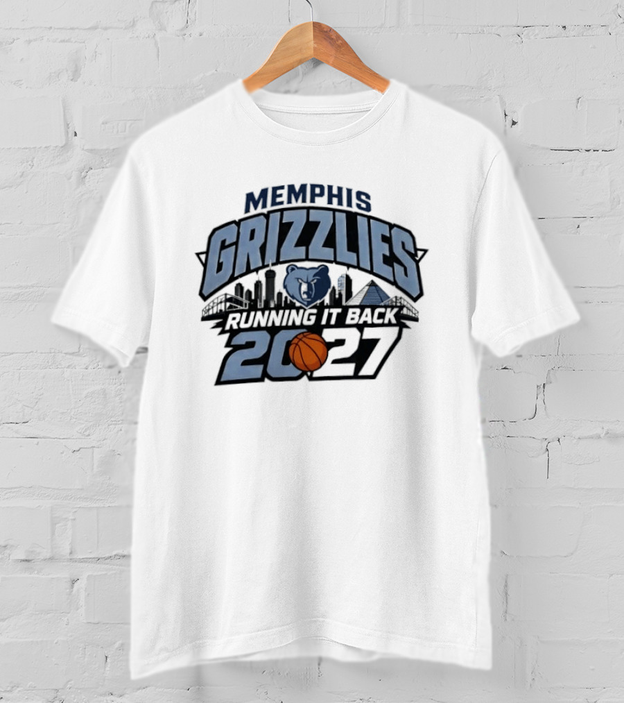Memphis Grizzlies Running It Back 2027 Skyline Basketball T-Shirt