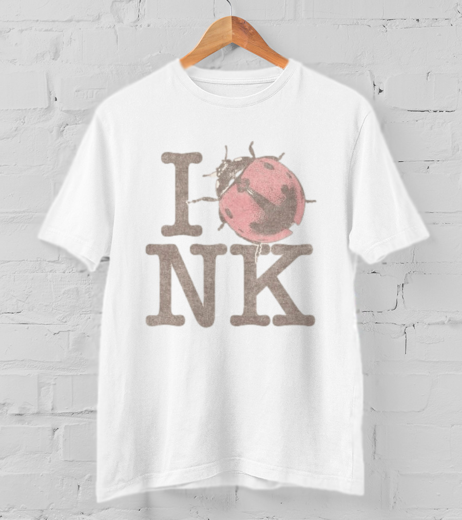 Noah Kahan Store I Love NK Pink Ladybug T-Shirt