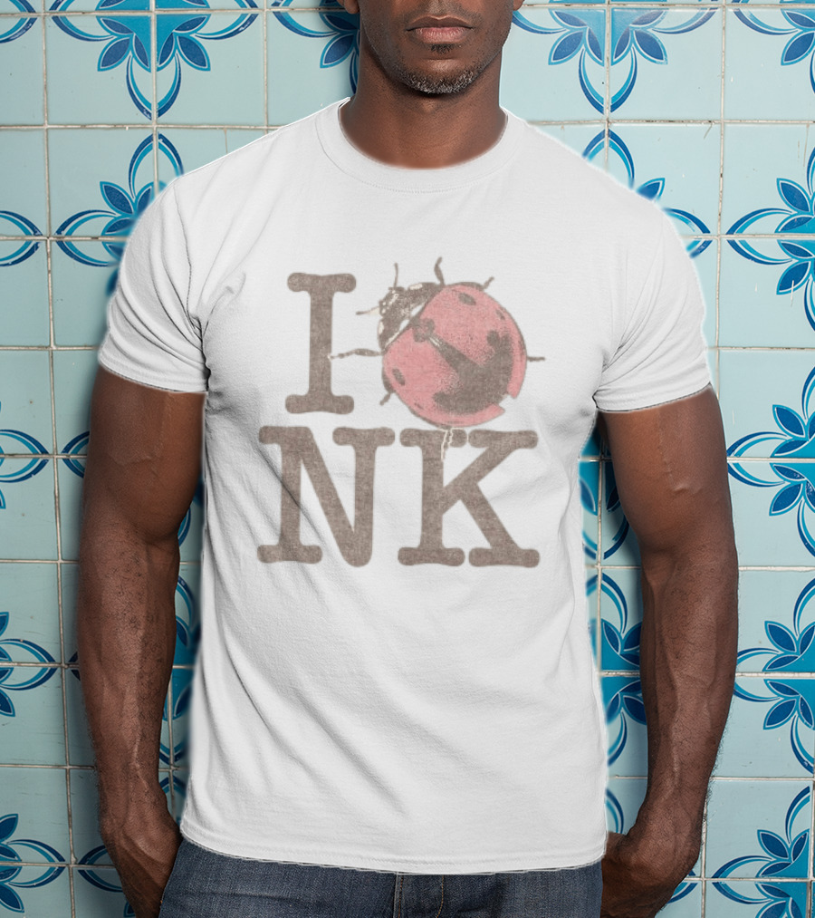 Noah Kahan Store I Love NK Pink Ladybug T-Shirt