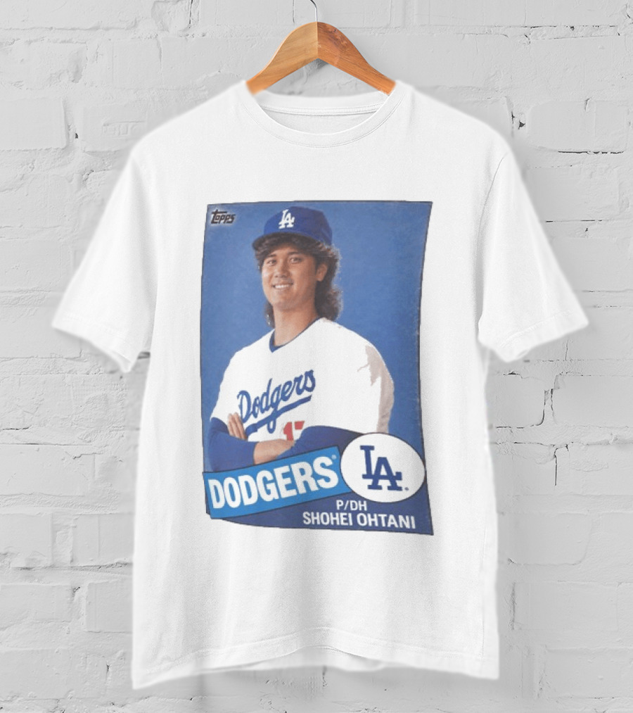 Shohei Ohtani Dodgers P/DH 80s Topps Los Angeles Baseball Card T-Shirt