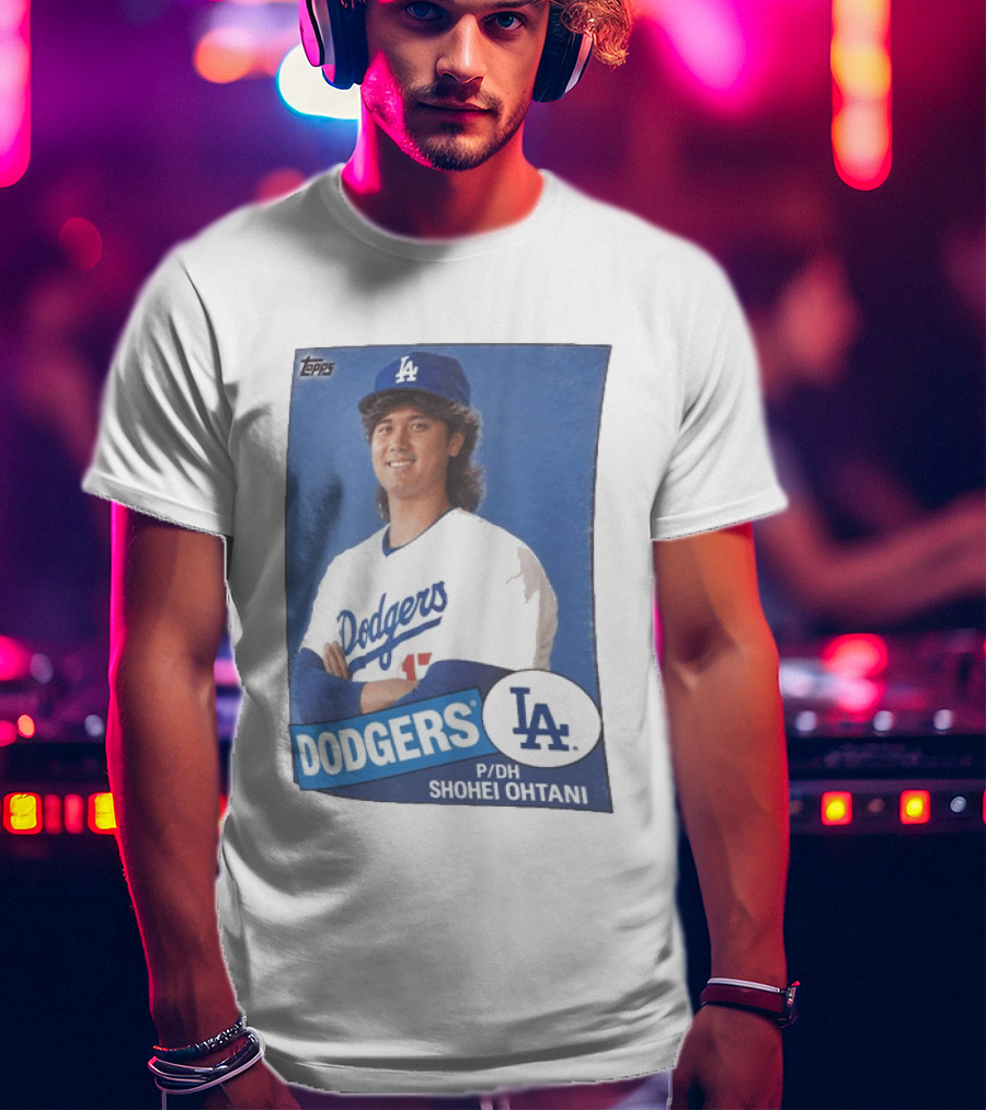 Shohei Ohtani Dodgers P/DH 80s Topps Los Angeles Baseball Card T-Shirt