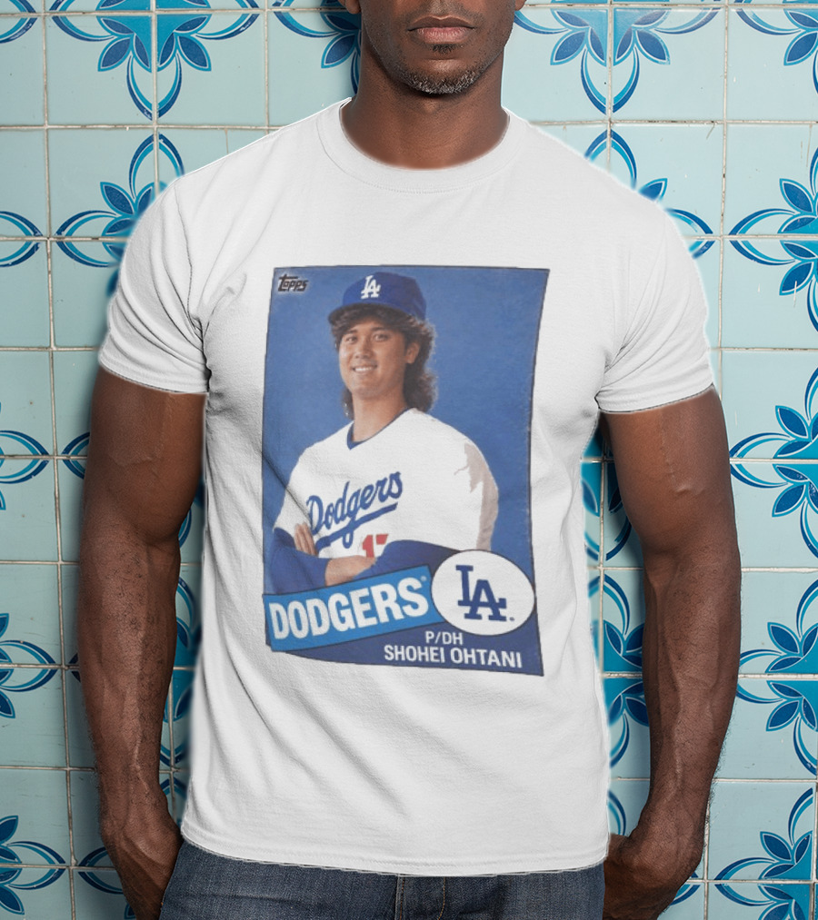 Shohei Ohtani Dodgers P/DH 80s Topps Los Angeles Baseball Card T-Shirt