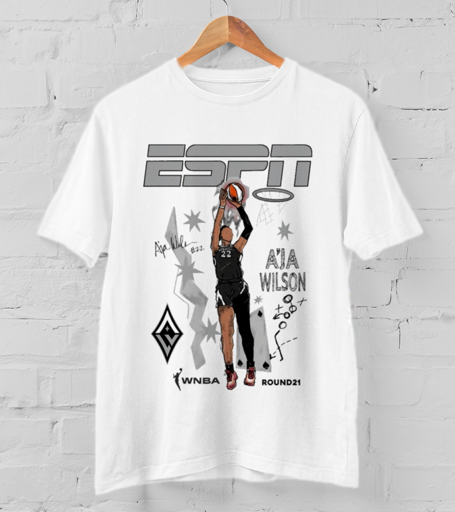 ESPN WNBA A'Ja Wilson Round21 Basketball Player T-Shirt