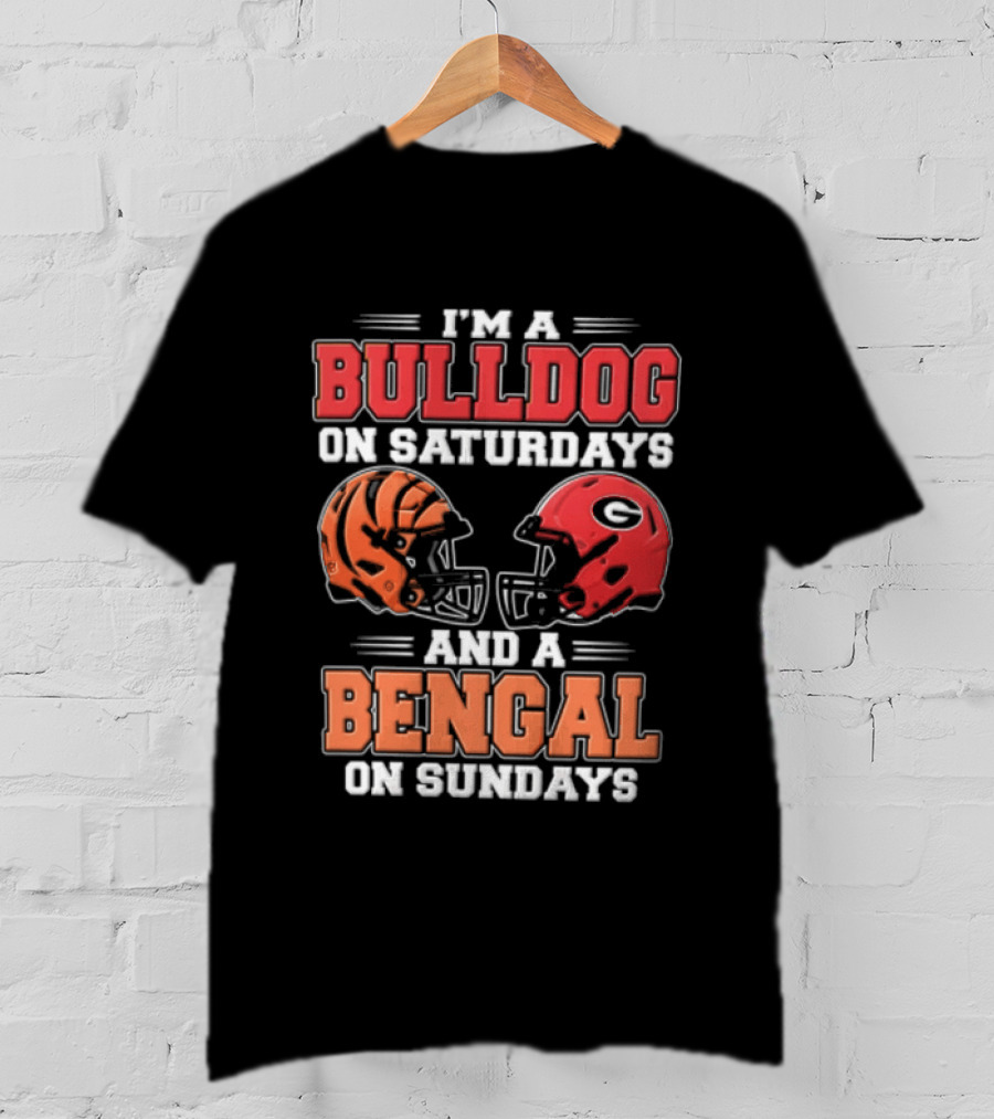 I'm A Bulldog On Saturdays And A Bengal On Sundays Football Helmets T-Shirt