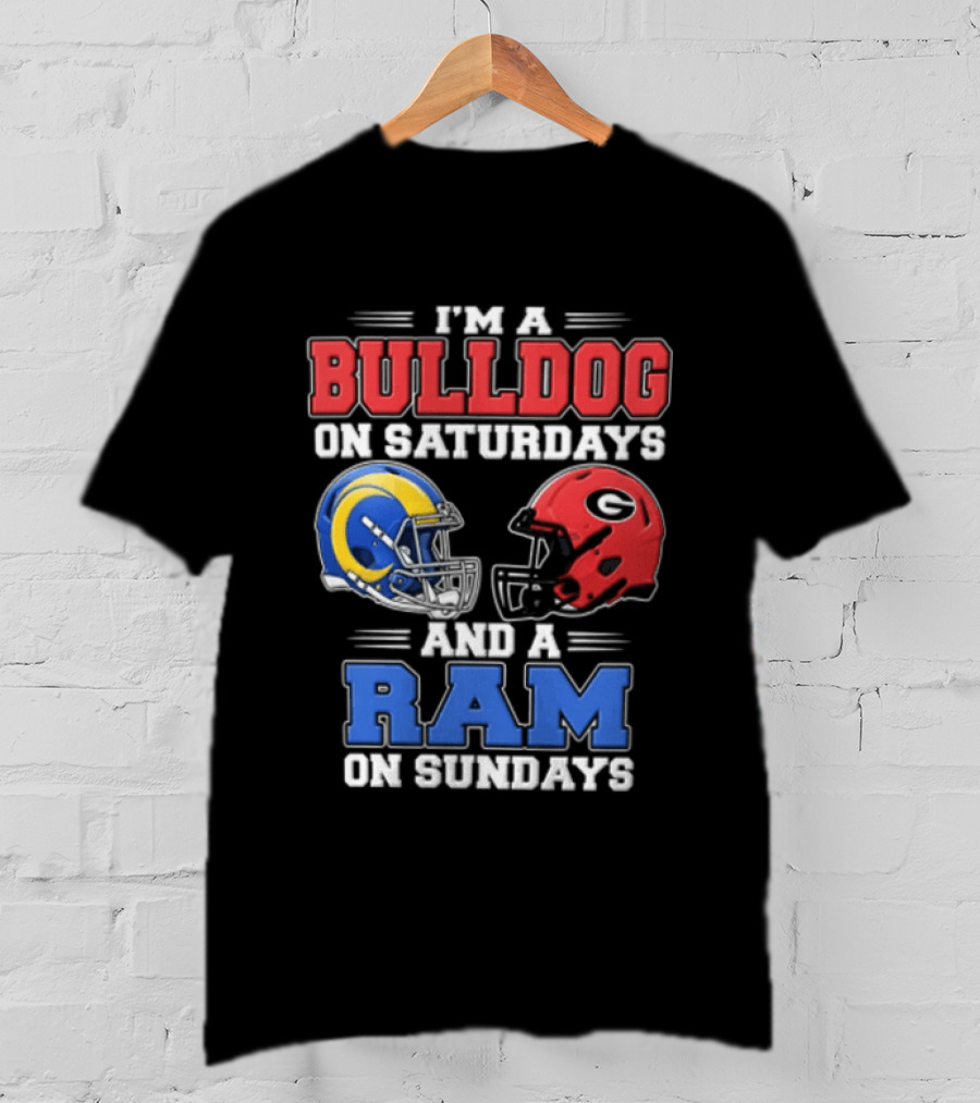 I'm A Bulldog On Saturdays And A Ram On Sundays Football Helmets T-Shirt