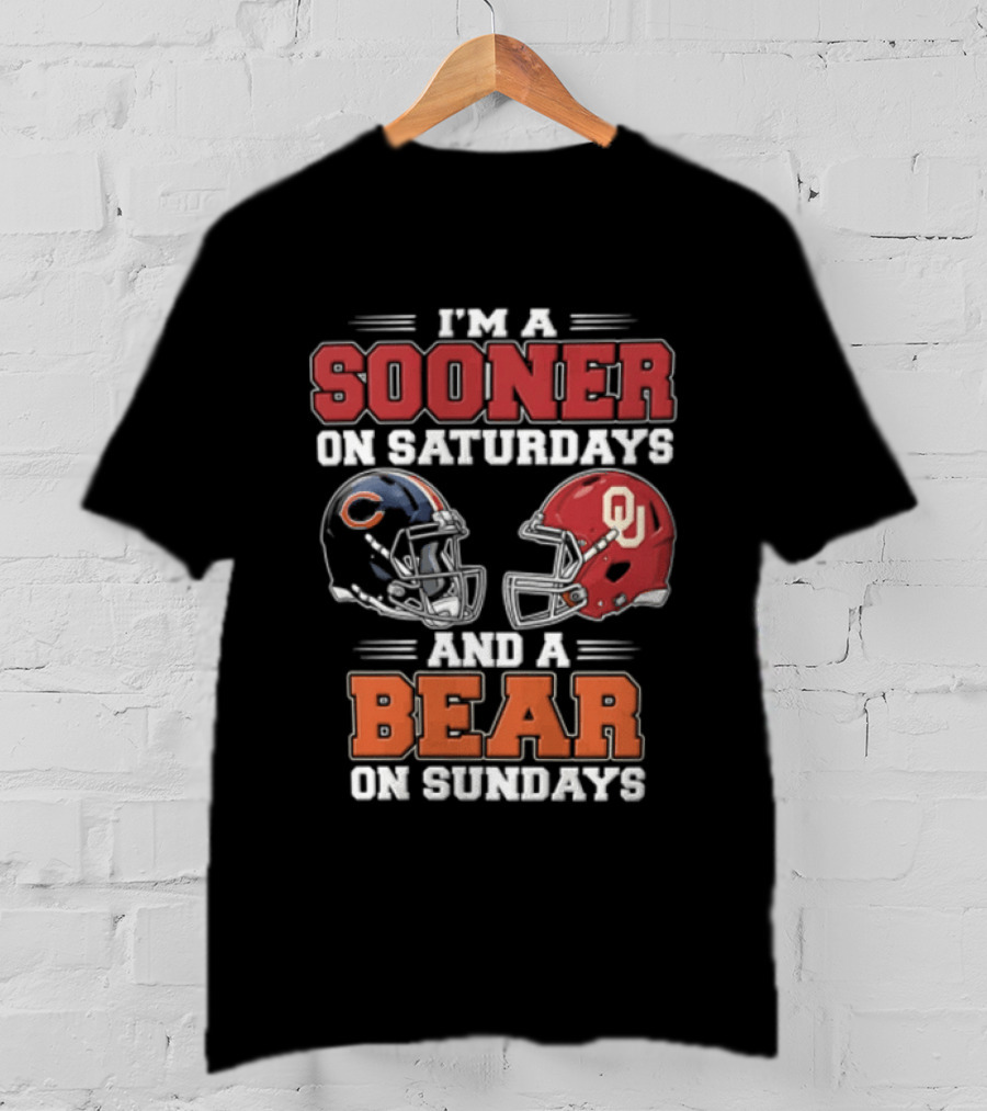I'm A Sooner On Saturdays And A Bear On Sundays Football Helmets T-Shirt
