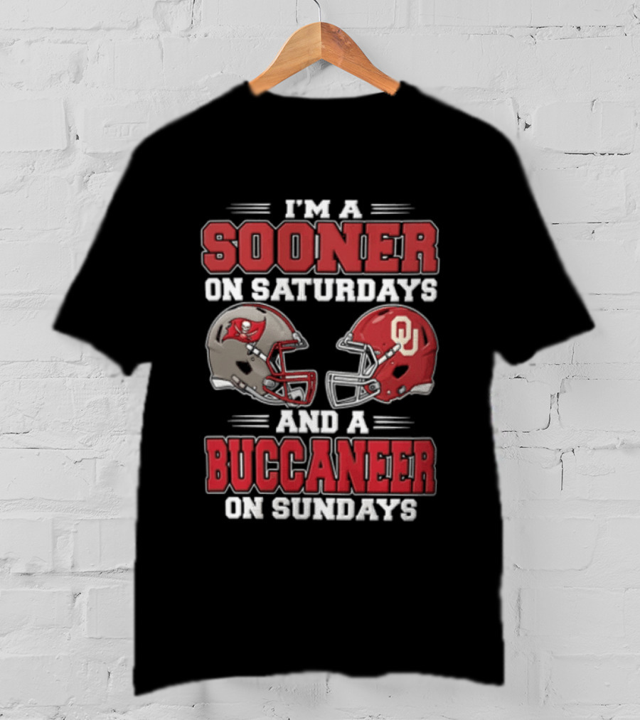I'm A Sooner On Saturdays And A Buccaneer On Sundays Football Helmets T-Shirt