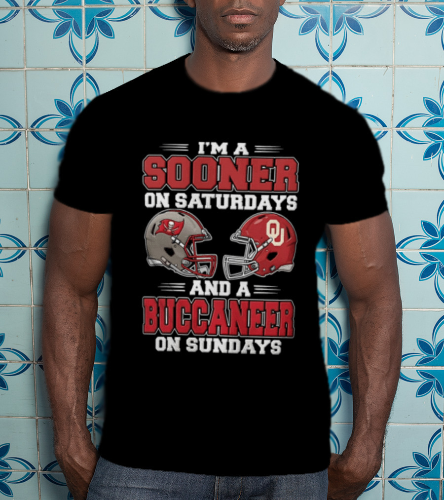 I'm A Sooner On Saturdays And A Buccaneer On Sundays Football Helmets T-Shirt