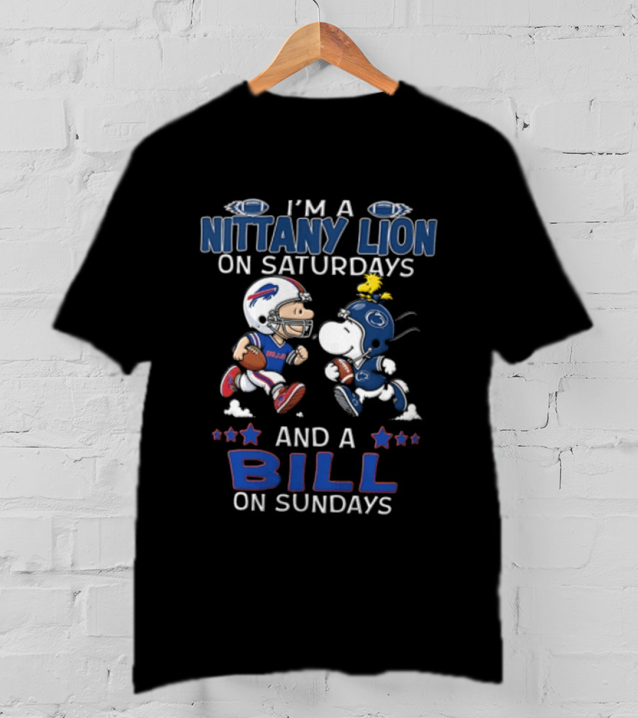 I'm A Nittany Lion On Saturdays And A Bill On Sundays Peanuts Charlie Brown Snoopy T-Shirt