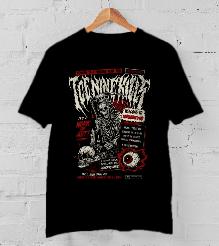 Ice Nine Kills Welcome To Horrorwood Tour With Skeleton And Skull T-Shirt