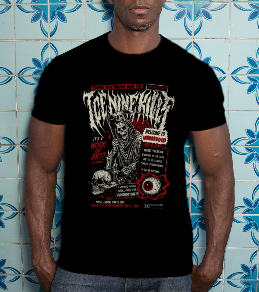 Ice Nine Kills Welcome To Horrorwood Tour With Skeleton And Skull T-Shirt