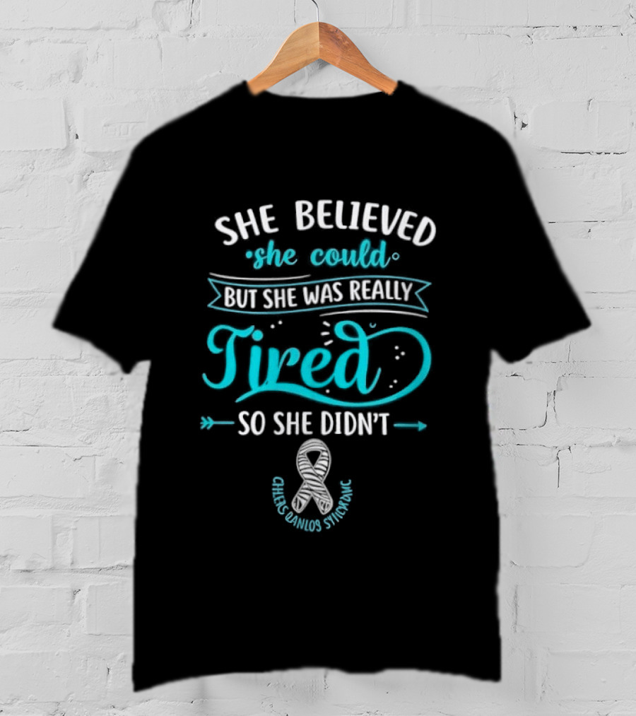 She Believed She Could But She Was Really Tired So She Didn't Chronic Fatigue Syndrome Awareness Ribbon T-Shirt