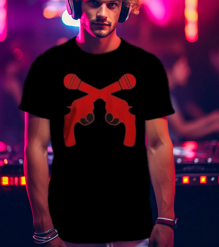 Kill Tony Ask Me About My Big Joke Book Microphones Crossed With Guns T-Shirt