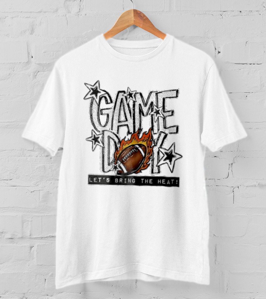 Game Day Football Let's Bring The Heat Flames Stars T-Shirt