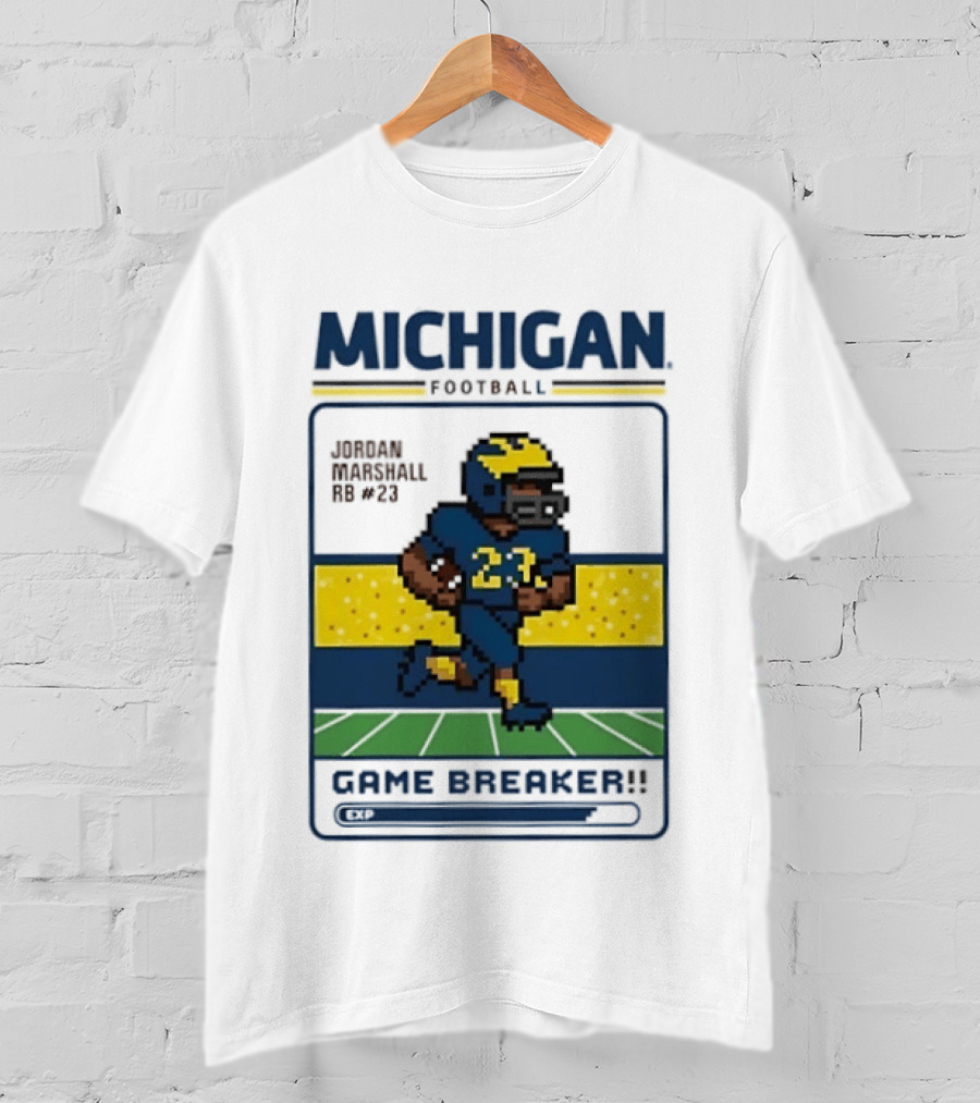 Jordan Marshall Michigan Football Game Breaker Pixel Art #21 T-Shirt
