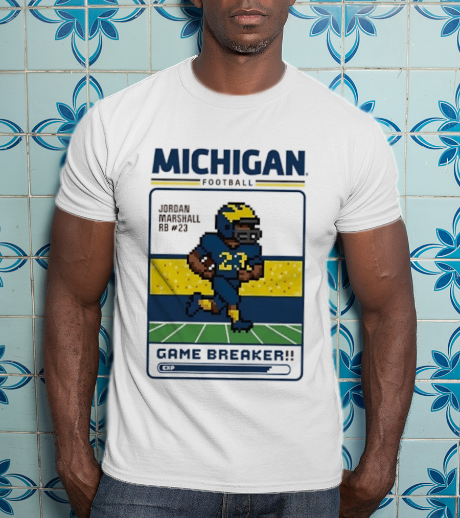 Jordan Marshall Michigan Football Game Breaker Pixel Art #21 T-Shirt