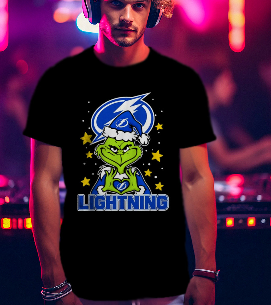 Tampa Bay Lightning Christmas Grinch Holiday Fan T-Shirt