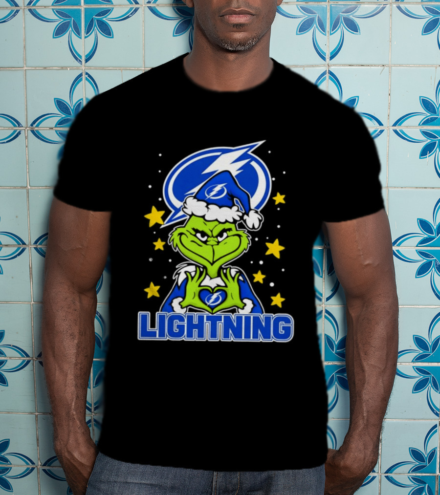 Tampa Bay Lightning Christmas Grinch Holiday Fan T-Shirt