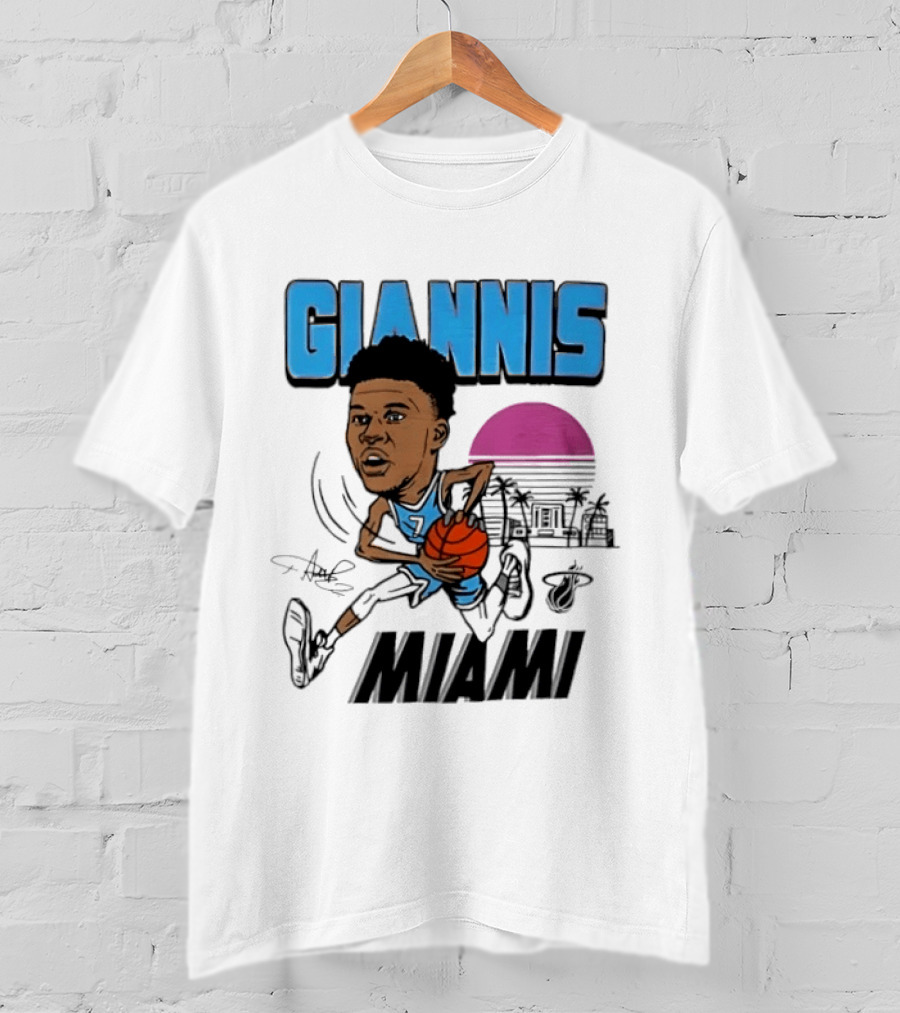 Giannis Antetokounmpo Vice City Miami Heat Caricature T-Shirt