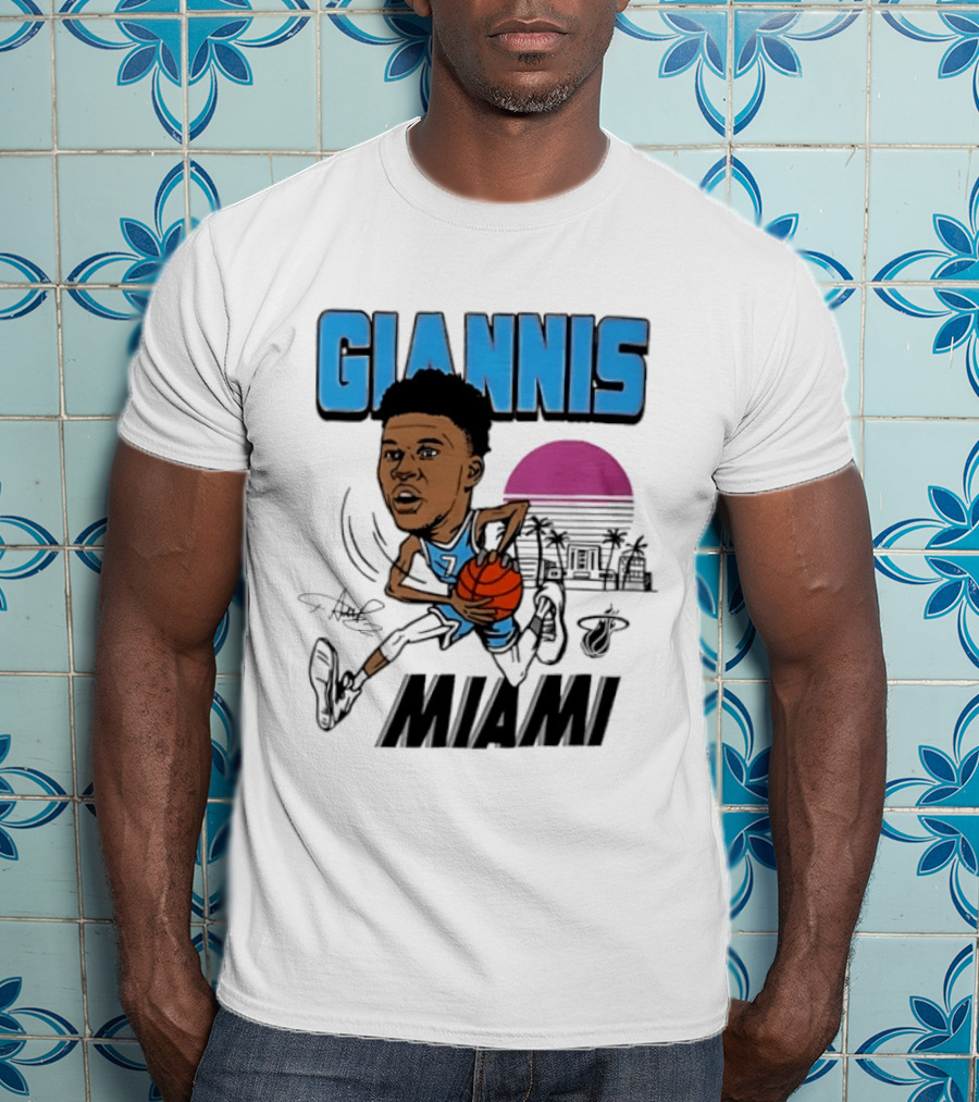 Giannis Antetokounmpo Vice City Miami Heat Caricature T-Shirt