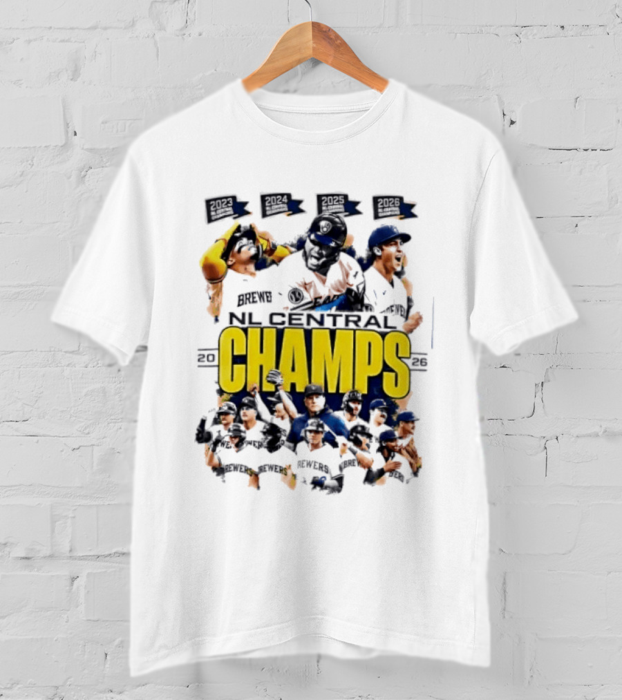 Milwaukee Brewers 2026 NL Central Champs Banner With Team Players T-Shirt