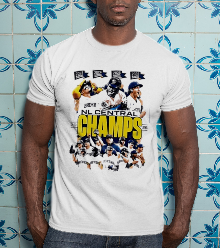 Milwaukee Brewers 2026 NL Central Champs Banner With Team Players T-Shirt