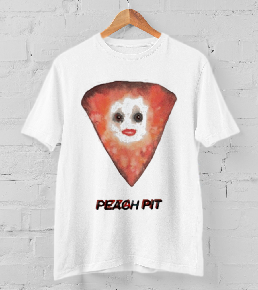 Peach Pit Pizza Slice Clown Face T-Shirt